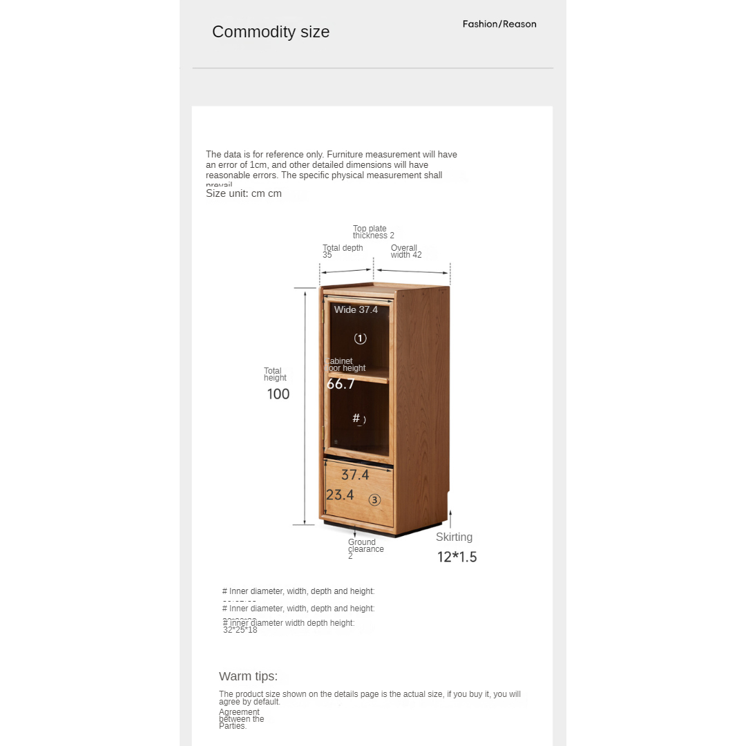 Cherry, Black Walnut, Teak Solid Wood Display Side Cabinet Modern.