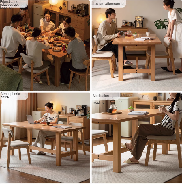 Poplar Solid Wood Modern Large Board Rectangular Dining Table