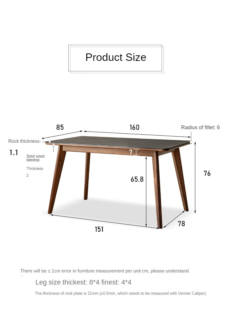 Ash, Black Walnut Solid Wood Slate Dining Table