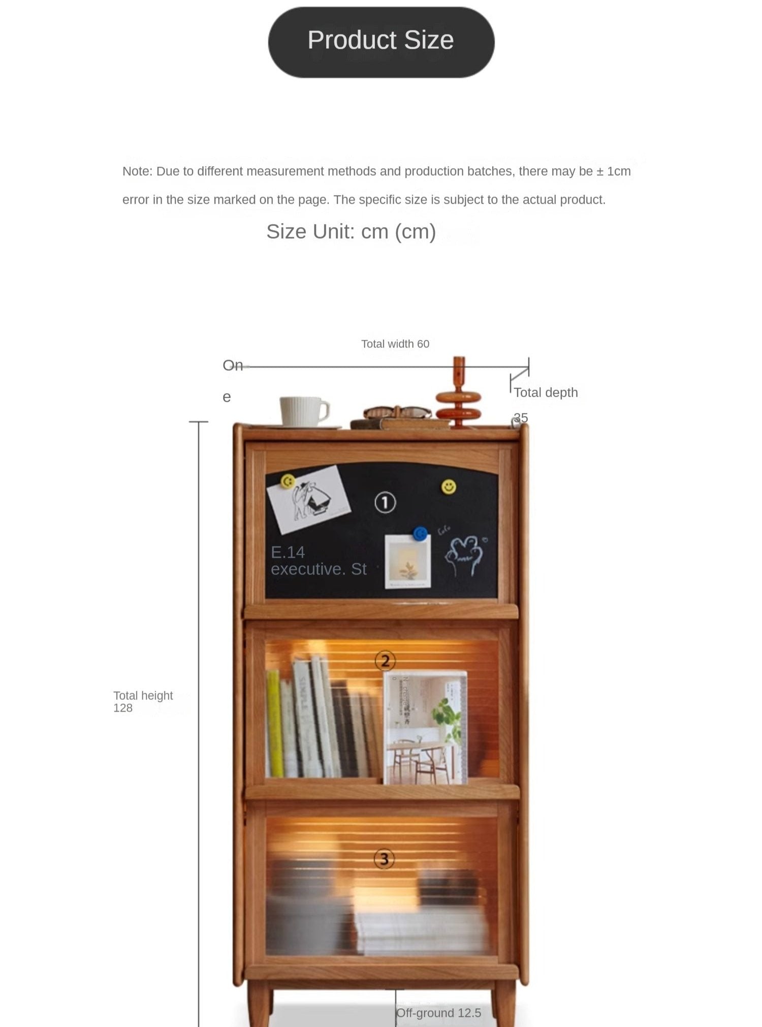 Cherry, Oak Solid Wood Japanese Flip Glass Door Bookcase