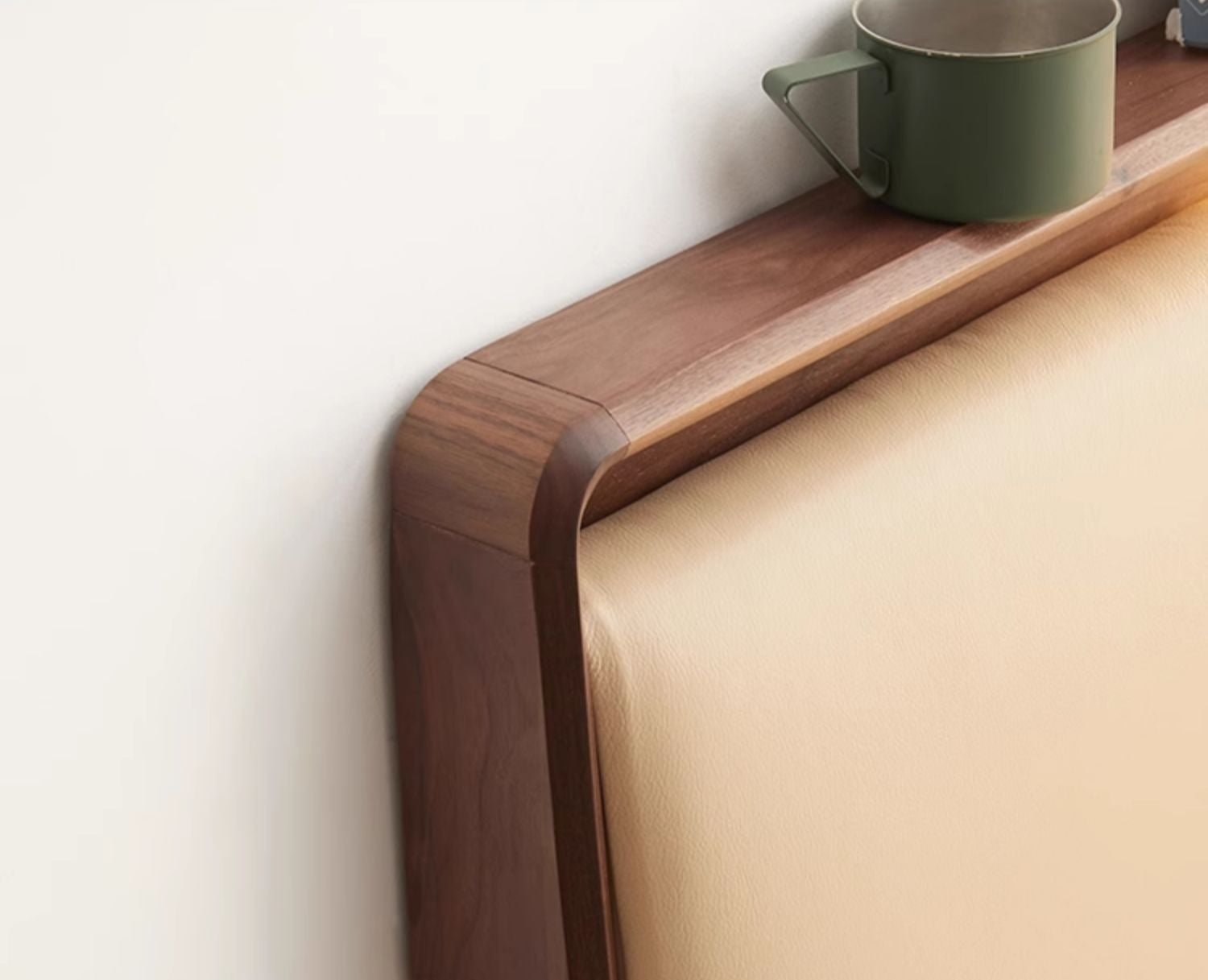 Ash solid wood leather soft bed