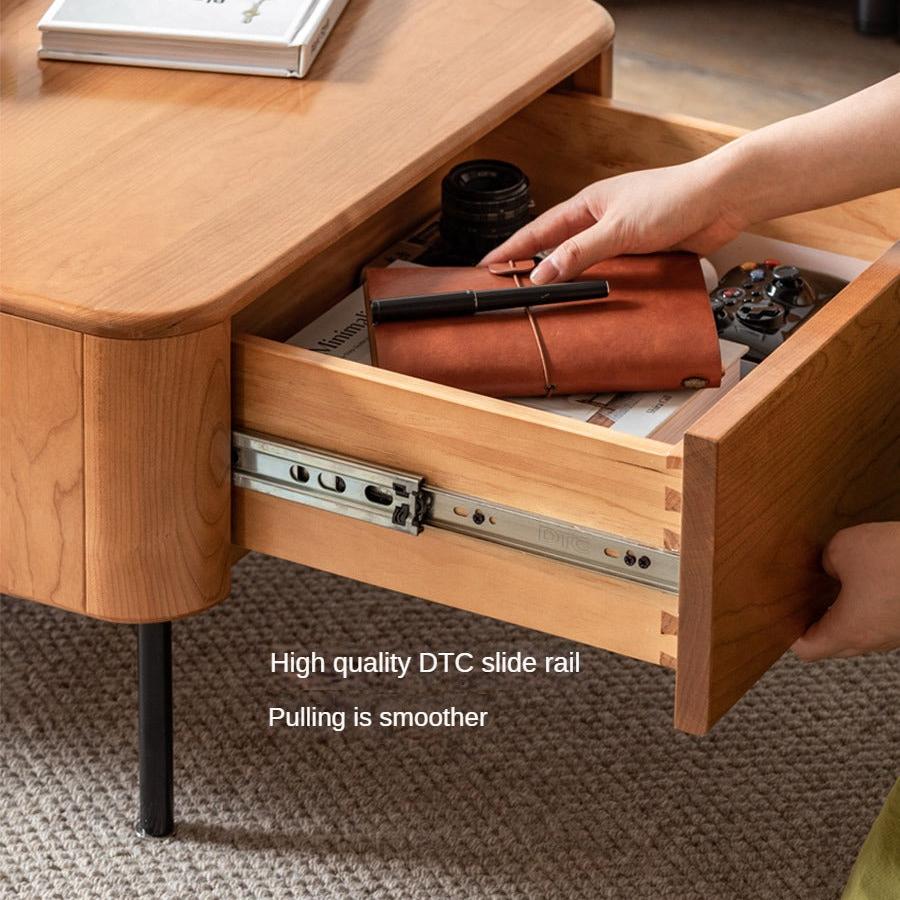 Cherry Solid Wood Combination Coffee Table Mid-Century Style