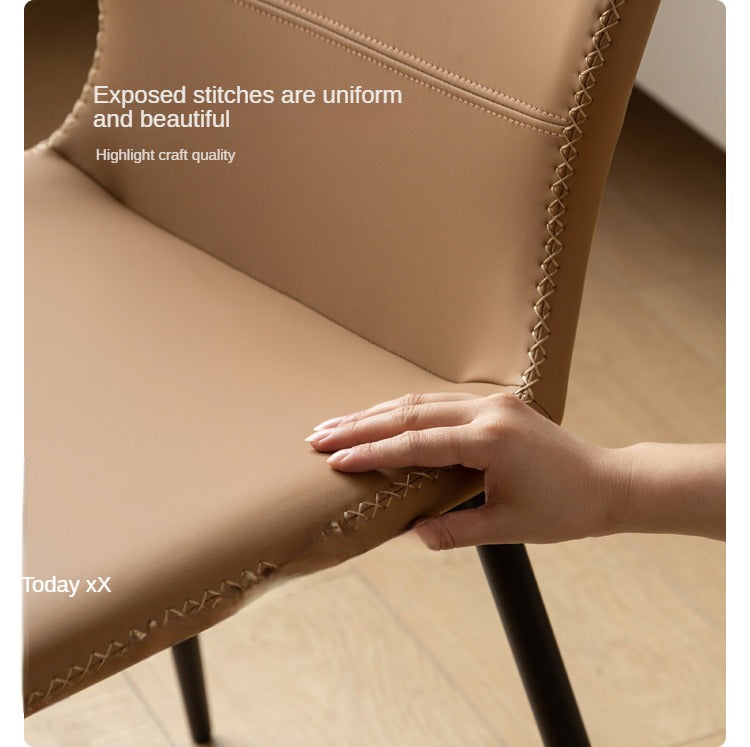 Set 4 pcs Leather Organic Light Luxury Soft Chair