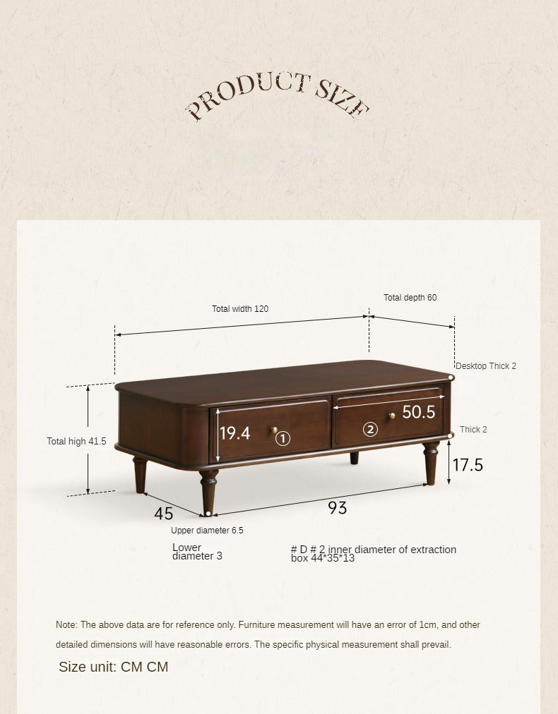Poplar Solid Wood American Rectangular Coffee Table