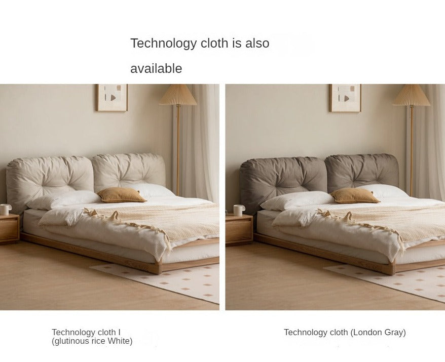 Ash Solid Wood Technology Cloth Floor Bed