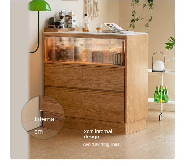 Oak Solid Wood Partition Multi functional Storage Cabinet