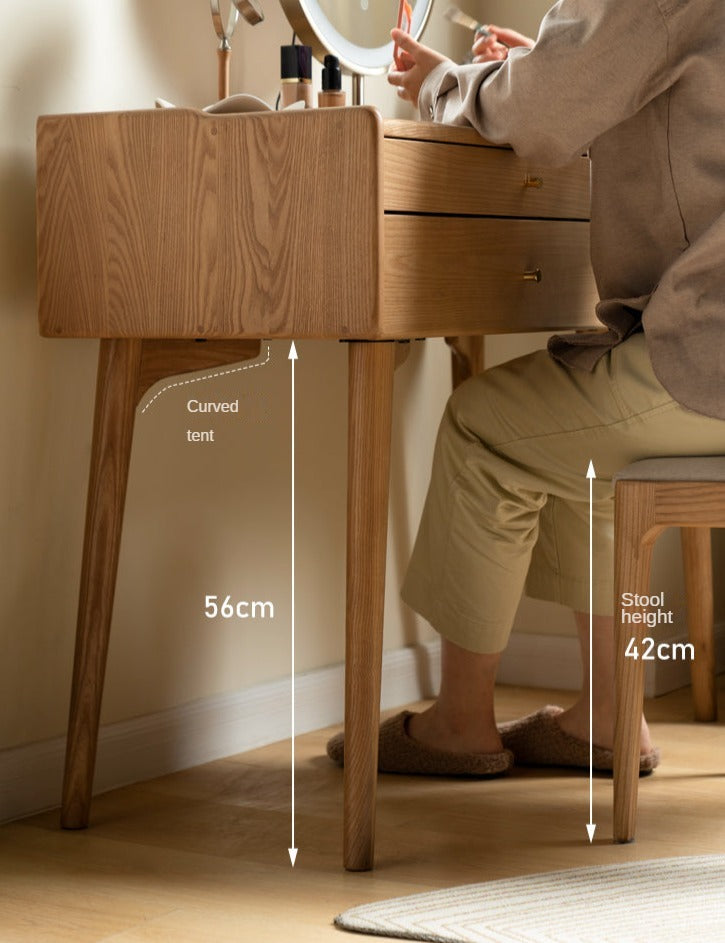 Ash Solid Wood Dressing Table LED Makeup Mirror.