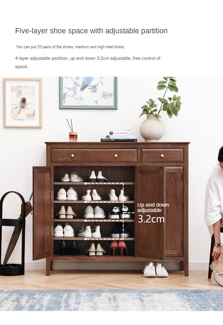 Oak Solid Wood American Style Shoe Cabinet