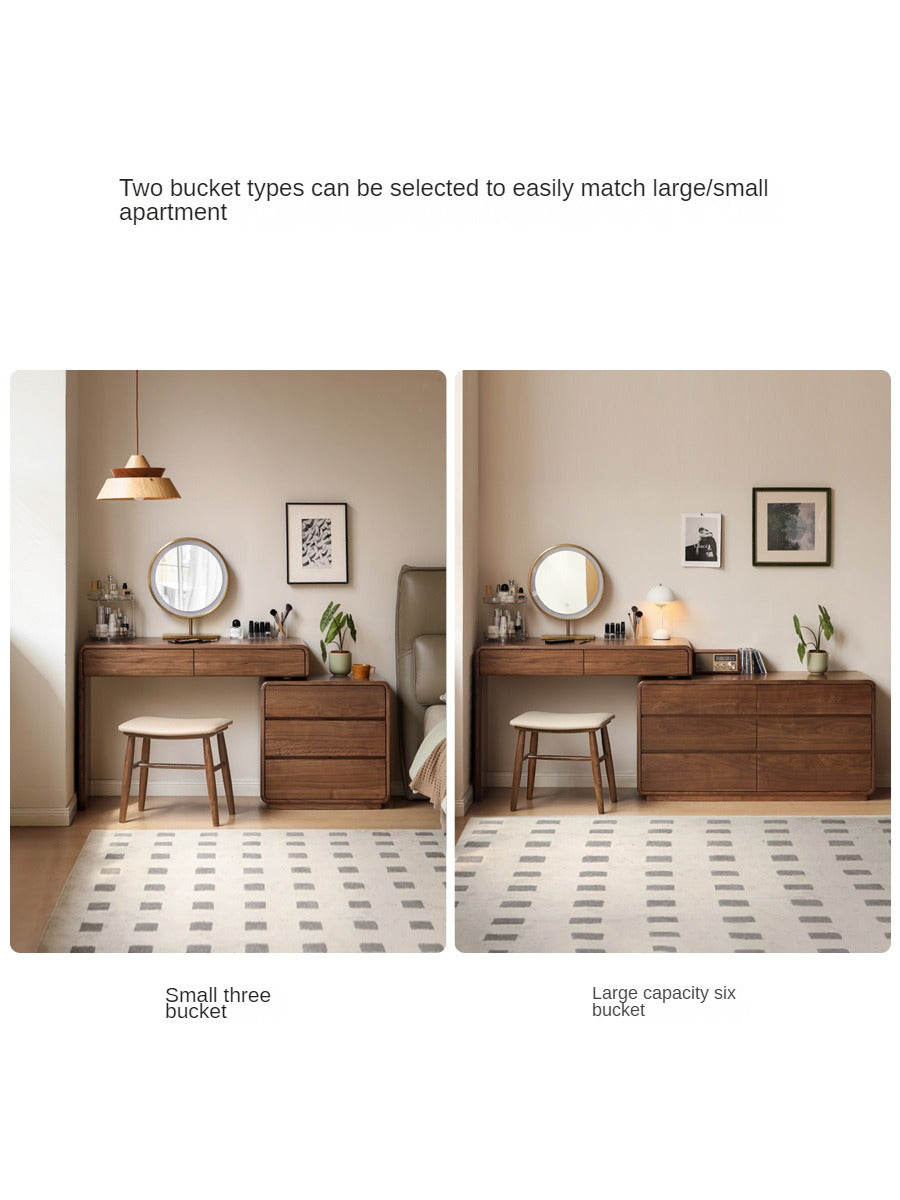 Black Walnut, Sandalwood Solid Wood Dressing Table Chest Of Drawers.