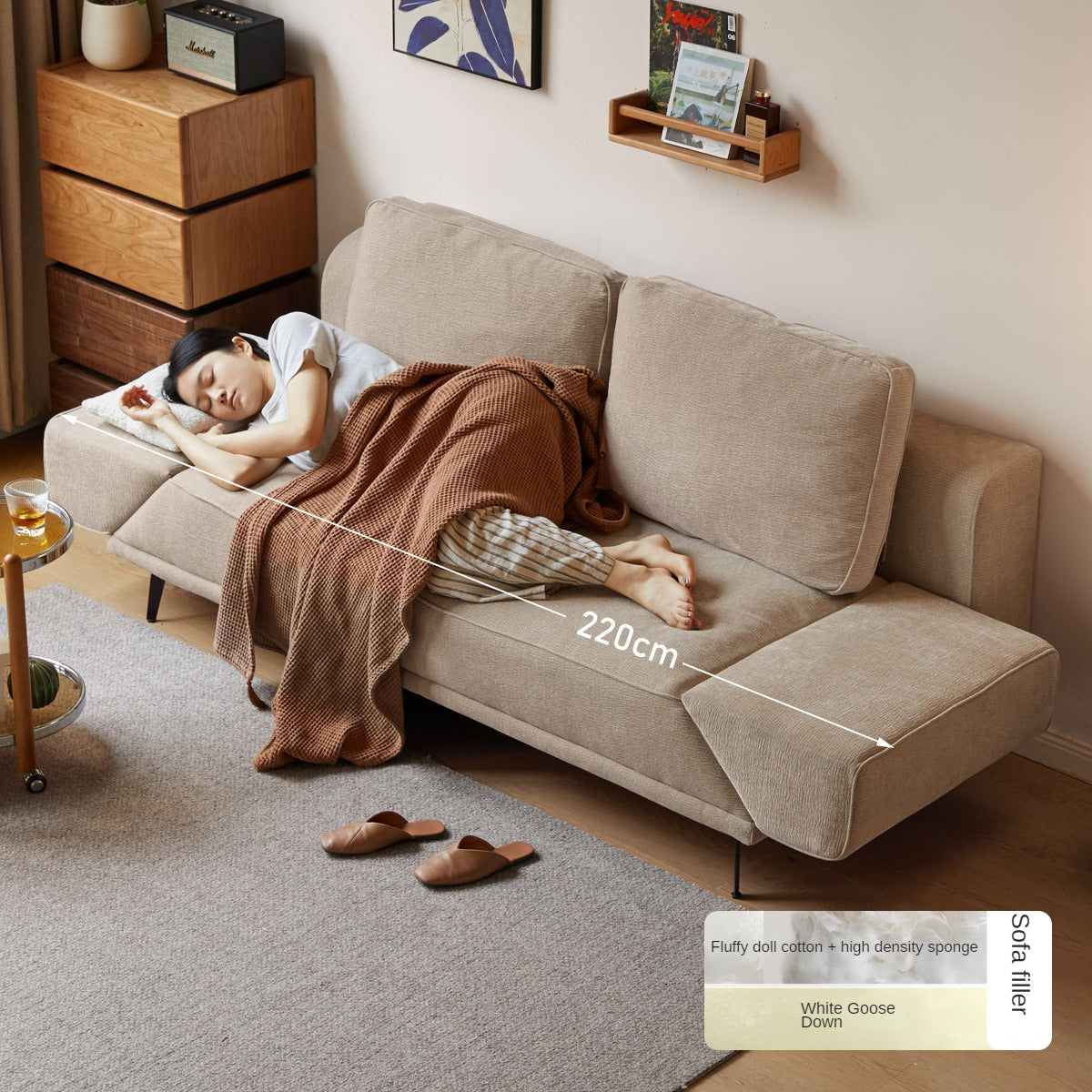 Fabric Sofa Modern Folding Dual-purpose Sofa.