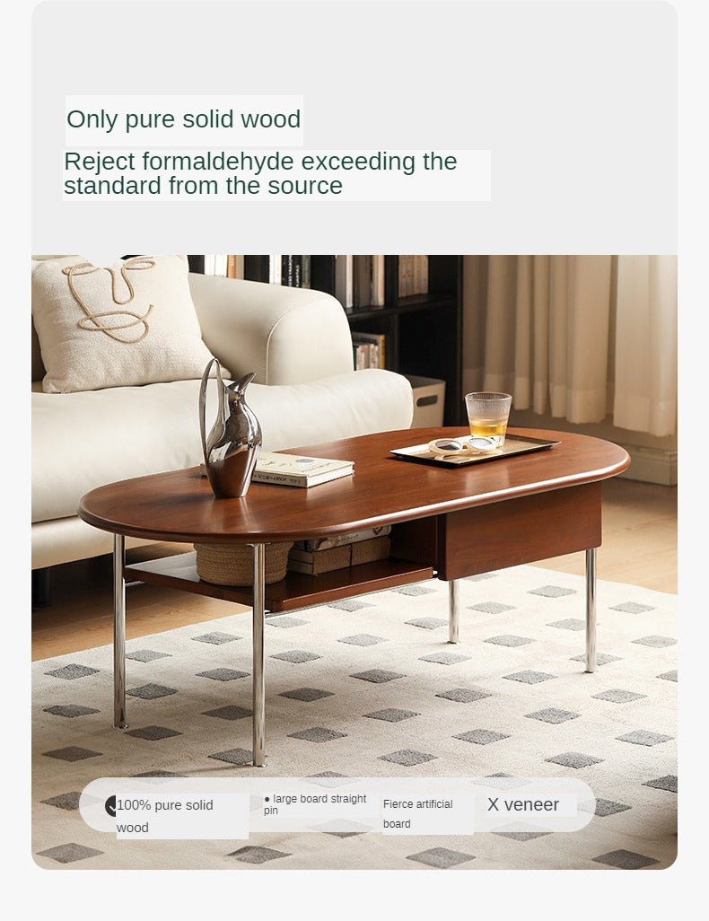 Poplar Solid Wood French Retro Small Storage Coffee Table