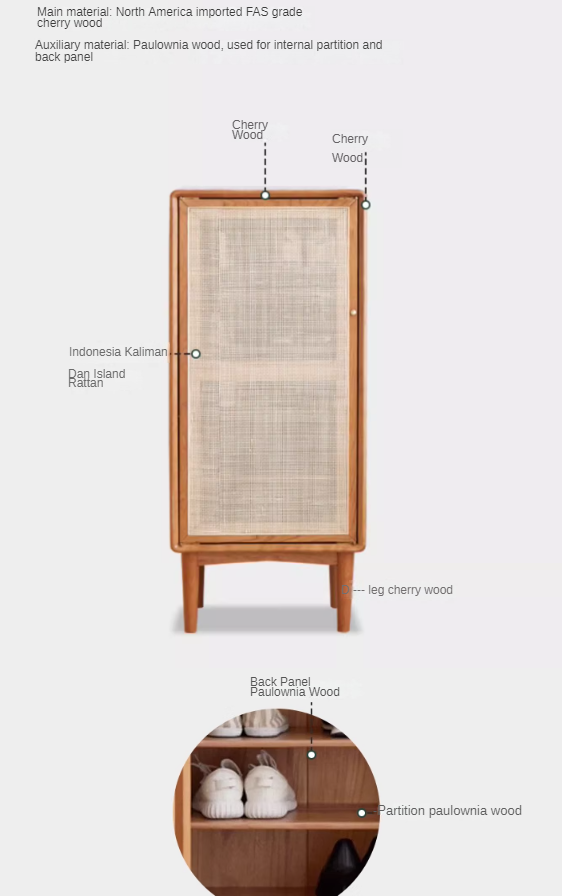 Oak Solid Wood Narrow Style With Doorshoe Cabinet