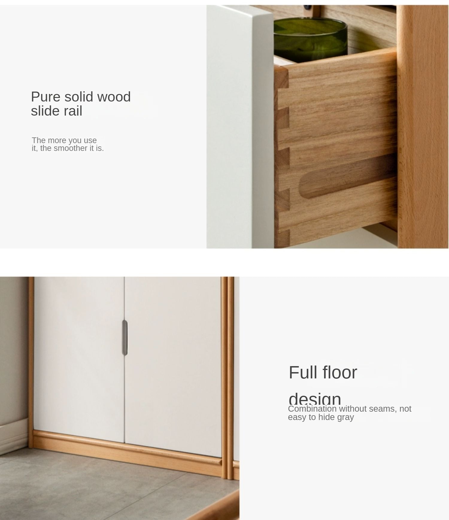 European Beech, Oak Solid Wood Floor-Standing Bookshelf with Glass Door Display