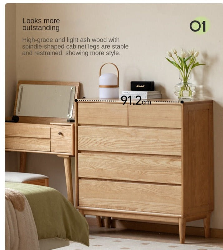 Ash Solid Wood chest of drawers Storage Drawer Cabinet)