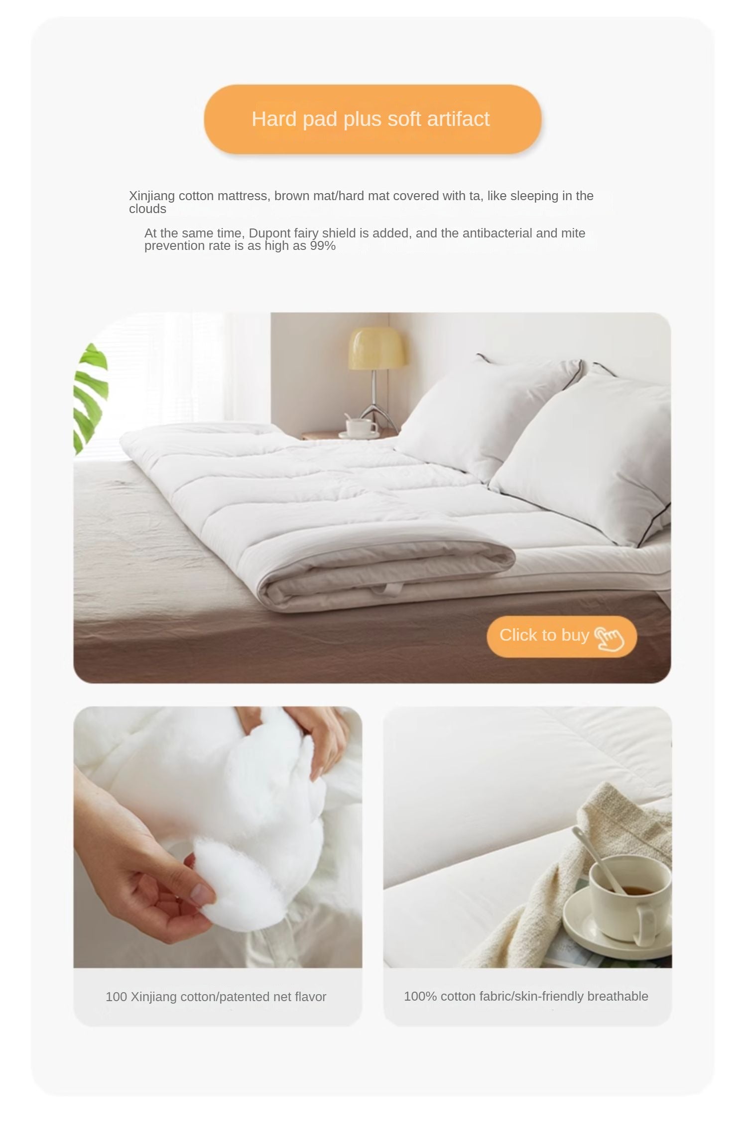 Jute Children's Mattress Full Pad Zero-Glue Spine Protection 8cm
