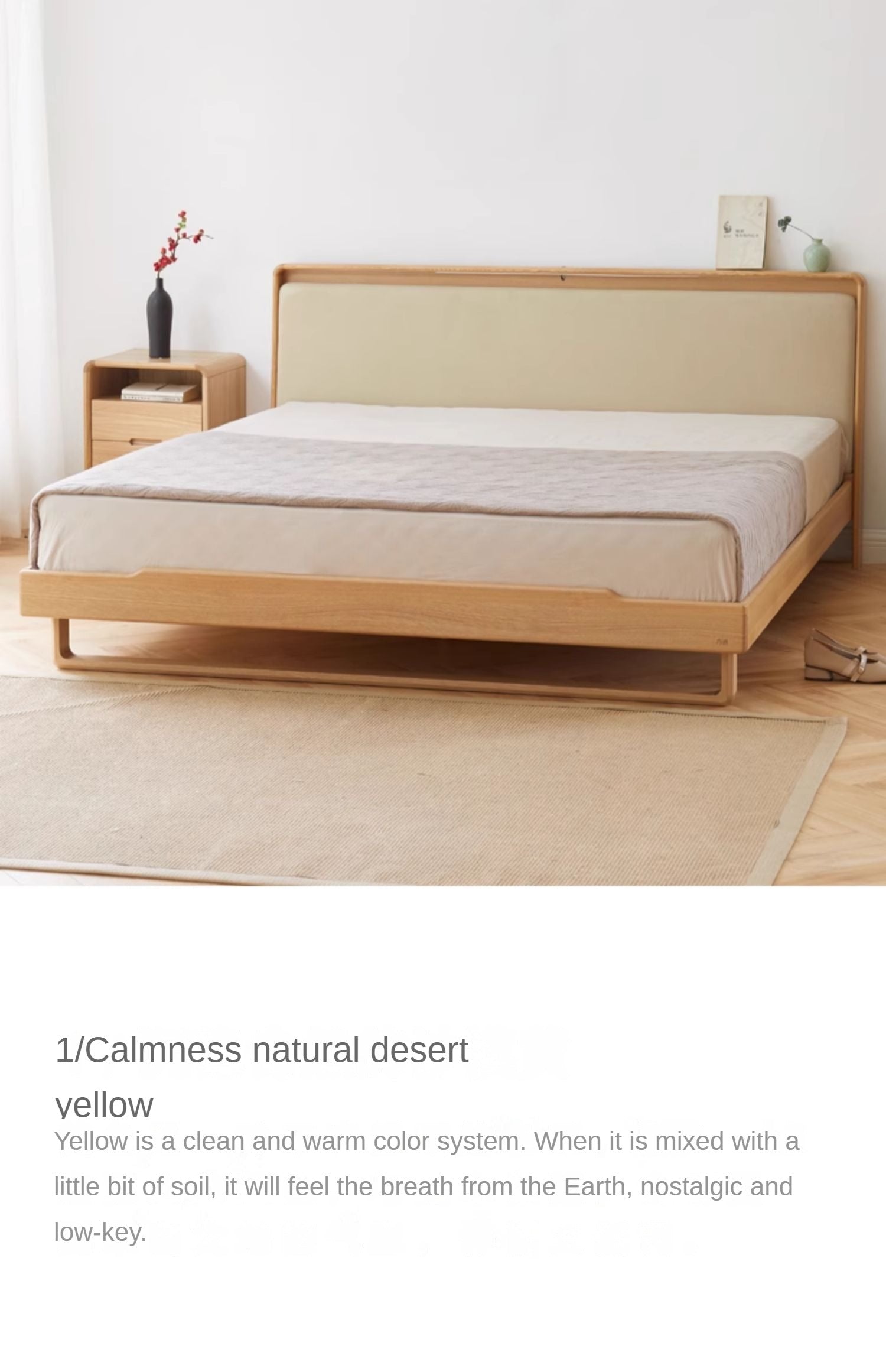 Ash Solid Wood Soft Back Bed Nordic Modern