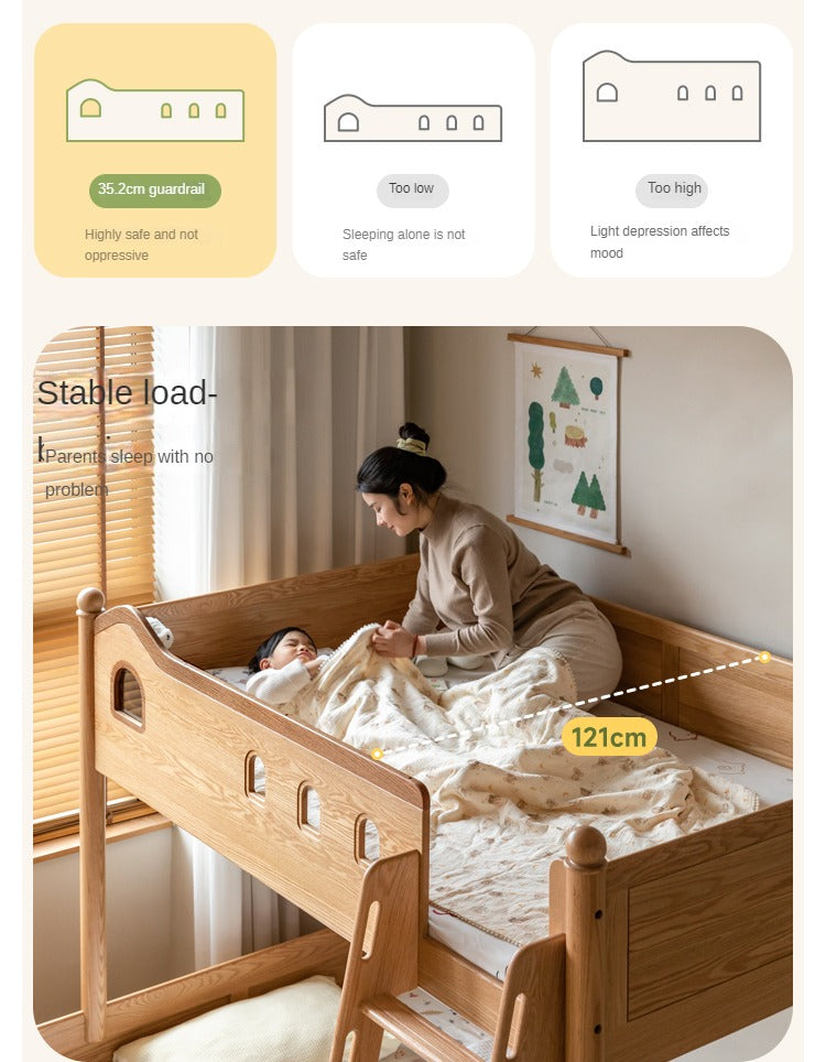Beech, Oak Solid Wood Children's Bunk Bed.