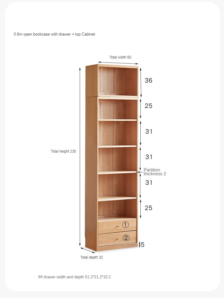 Beech Solid Wood Bookcase Combination Cabinet