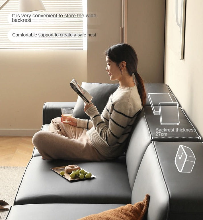 Organic Leather Art Sofa Retractable Bed Big Black Bull Electric Sofa Bed.