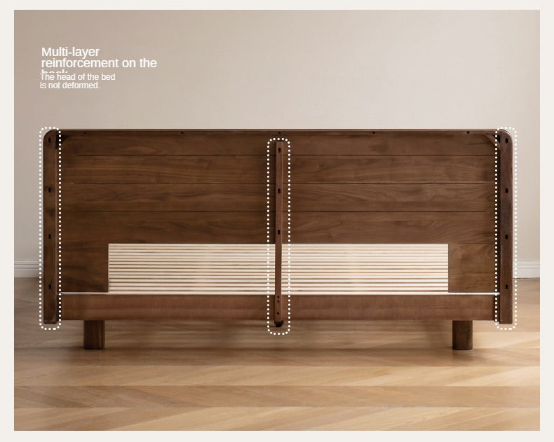 Black Walnut, Oak Solid Wood Floating Bed