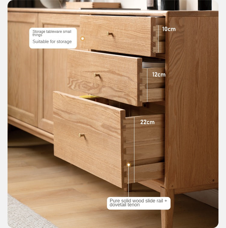 Oak Solid Wood, Solid Rubberwood Classic Sideboard