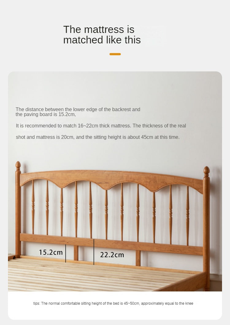Cherry Wood Solid Wood Bed ,Retro Style, Princess Bed