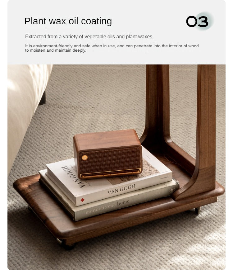 Black Walnut Solid Wood Mobile Side Table