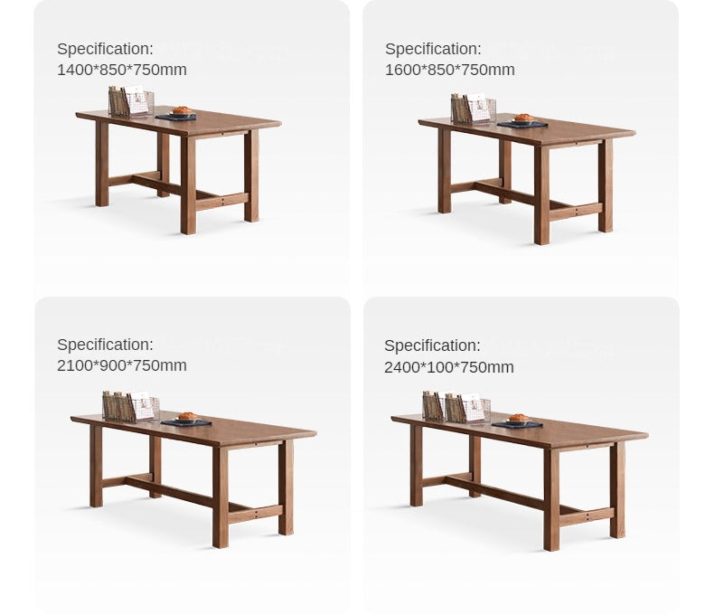 Sandalwood, Black Walnut, Oak, Ash Solid Wood Farmhouse Style Dining Table