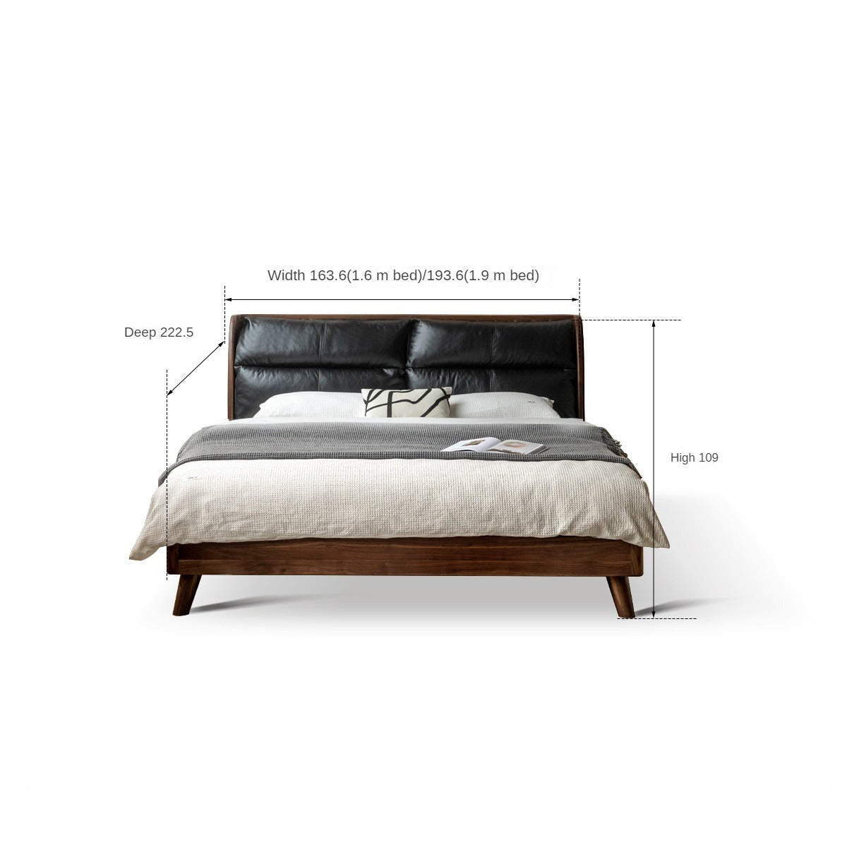 Black Walnut, Sandalwood Solid Wood Leather,Technology Cloth Bed