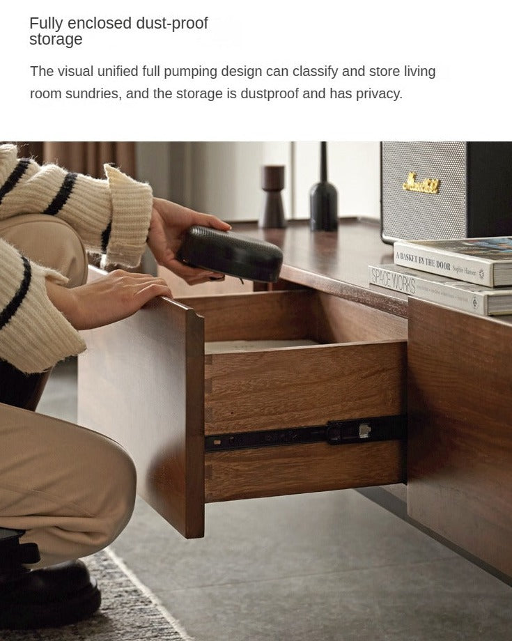 Black Walnut Solid Wood TV Stand.