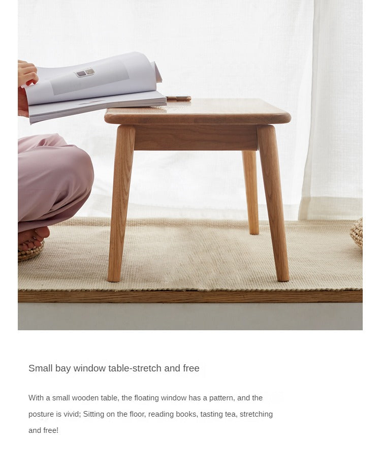 Oak Solid Wood Bay Window Table, Small Table on Bed