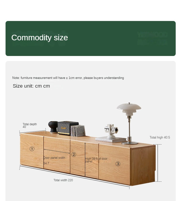 Oak Solid Wood Floor Storage TV Cabinet.