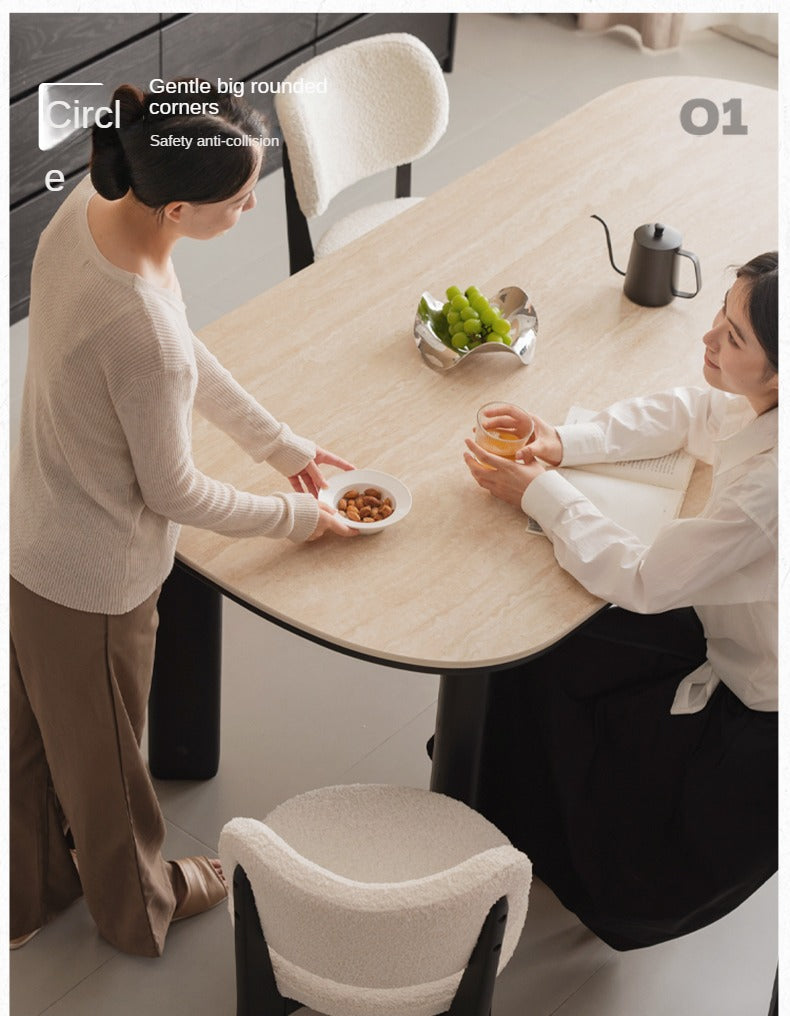 Solid Rubberwood travertine slate Dining Table