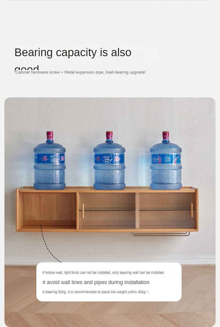 Oak Solid Wood, Solid Rubberwood Wall-Mounted Sideboard Cabinet Locker