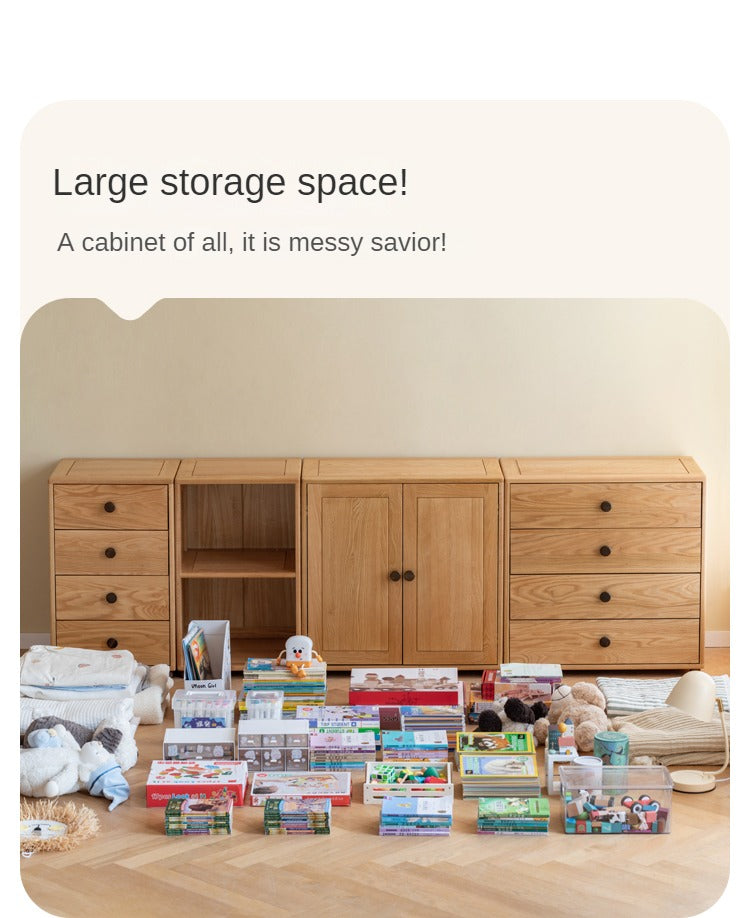 Beech Solid Wood Nordic Modern Kids Dresser, Chests, Storage Cabinet