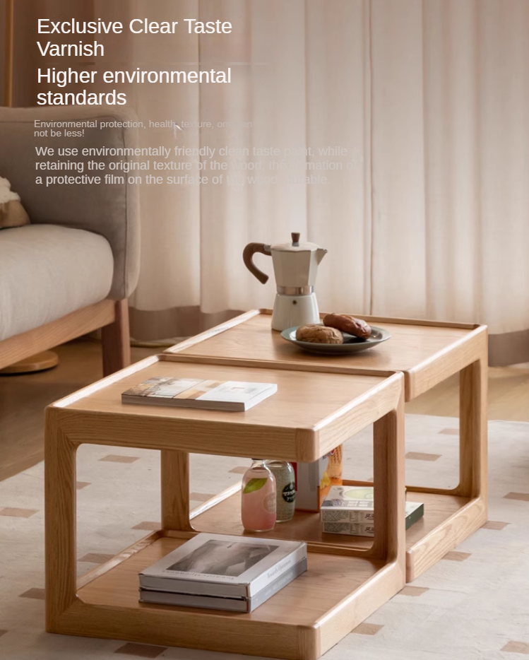 Oak Solid Wood Square Coffee Table.