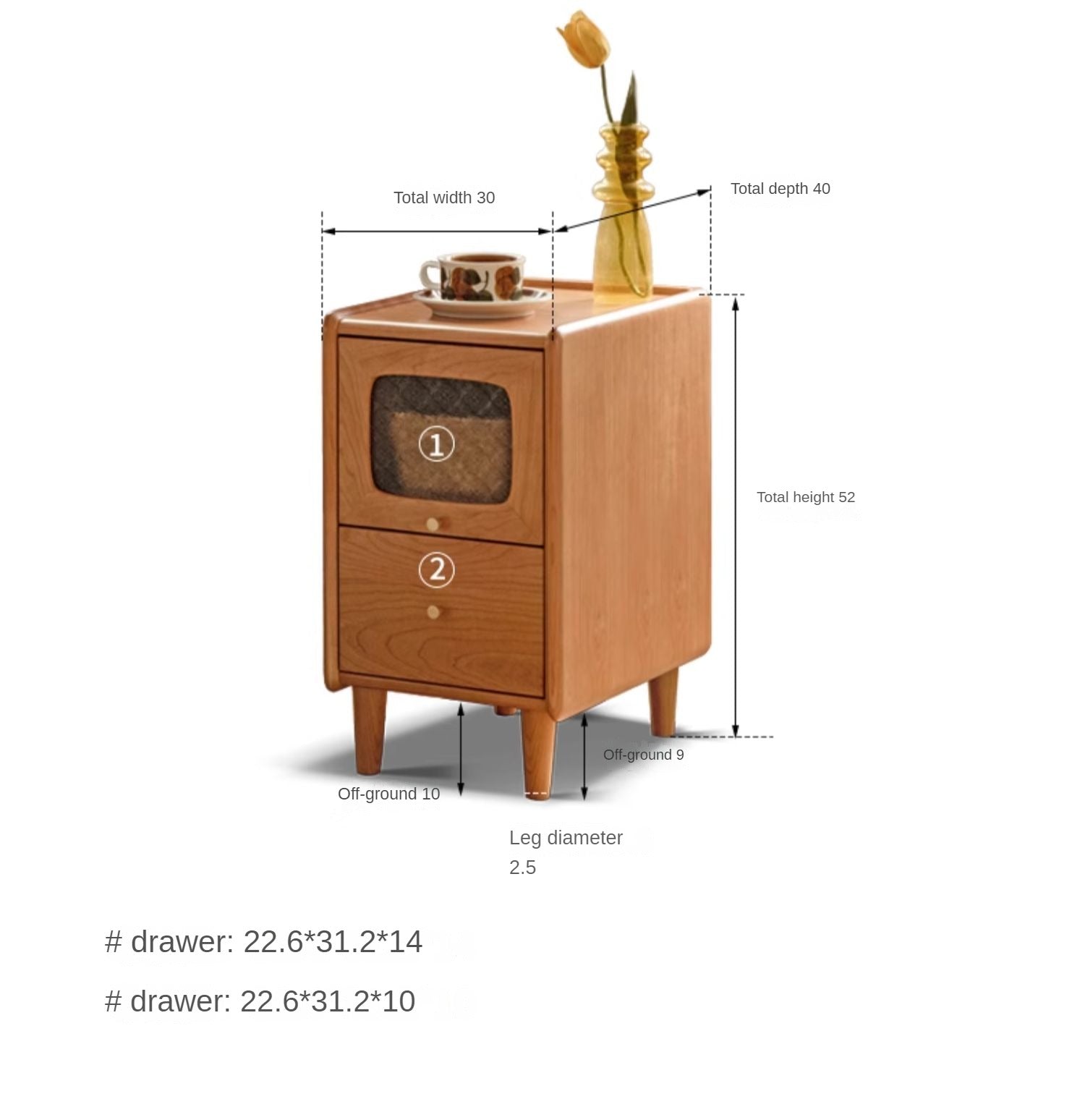 Cherry Solid Wood Nightstand.