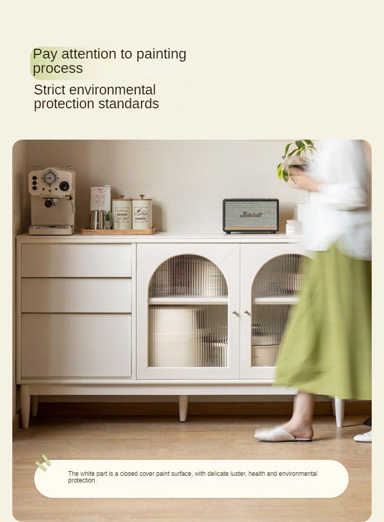 Poplar Solid Wood, Solid Rubberwood Sideboard, Buffet Cabinet