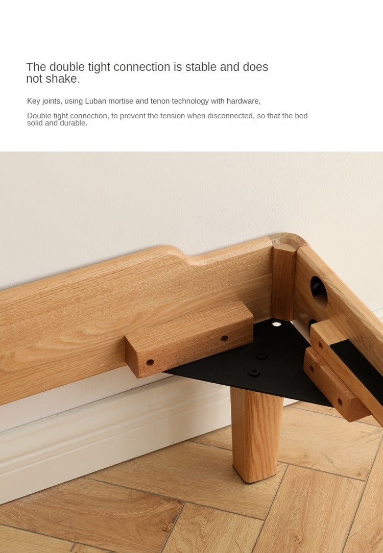 Ach, Oak solid wood platform bed, headboard-free bed