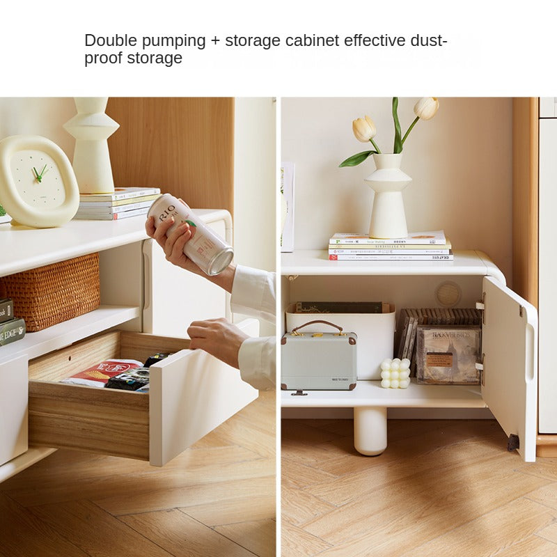 Rubber Solid wood French Cream Style TV Cabinet.