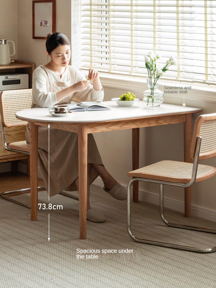 Poplar Solid Wood Cream Wind Rock Slab Folding Dining Table