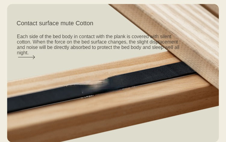 Cherry Wood Solid Wood platform bed, headboard-free bed with Light.