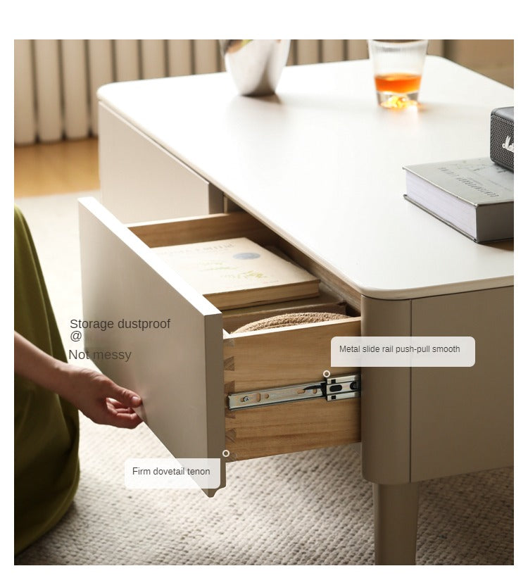 Ash Solid Wood Light Luxury Rock Plate Coffee Table