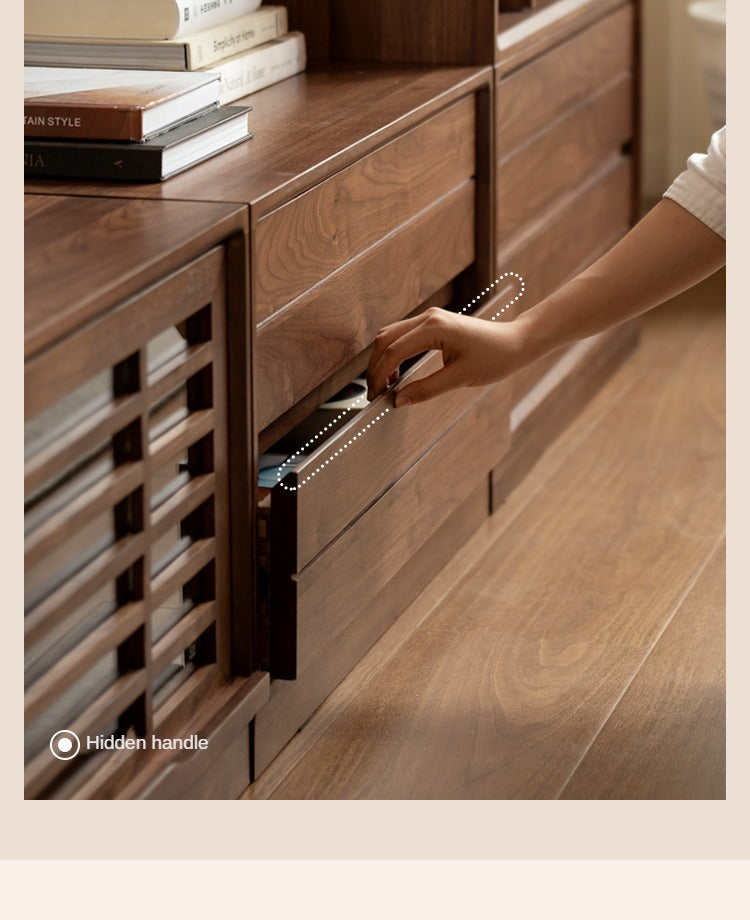 Black Walnut Solid Wood Free Combination Multifunctional Bookcase.