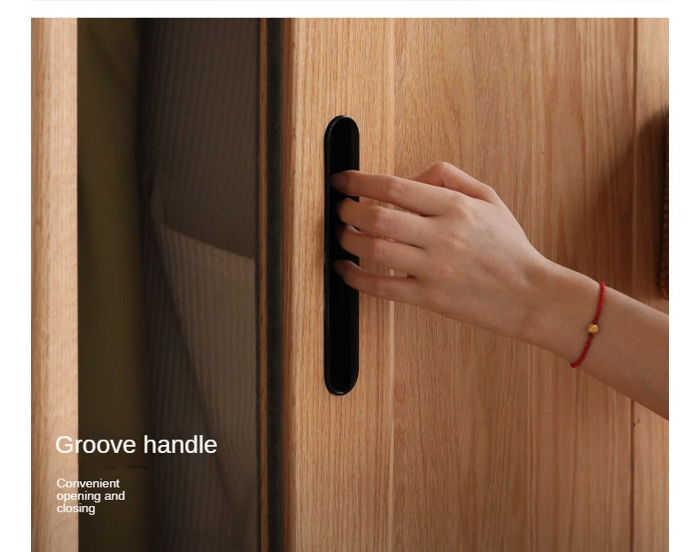 Oak, Ash Solid Wood Wardrobe Sliding Door Modern.