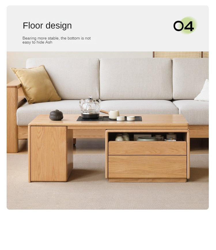 Oak Solid Wood Telescopic Modern Tea Table