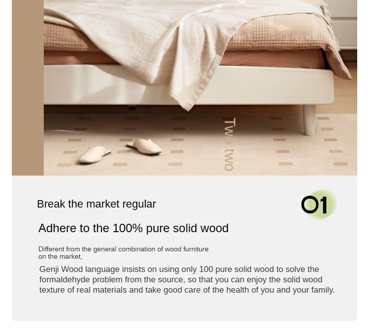 Poplar Solid Wood Cream Style Bed.