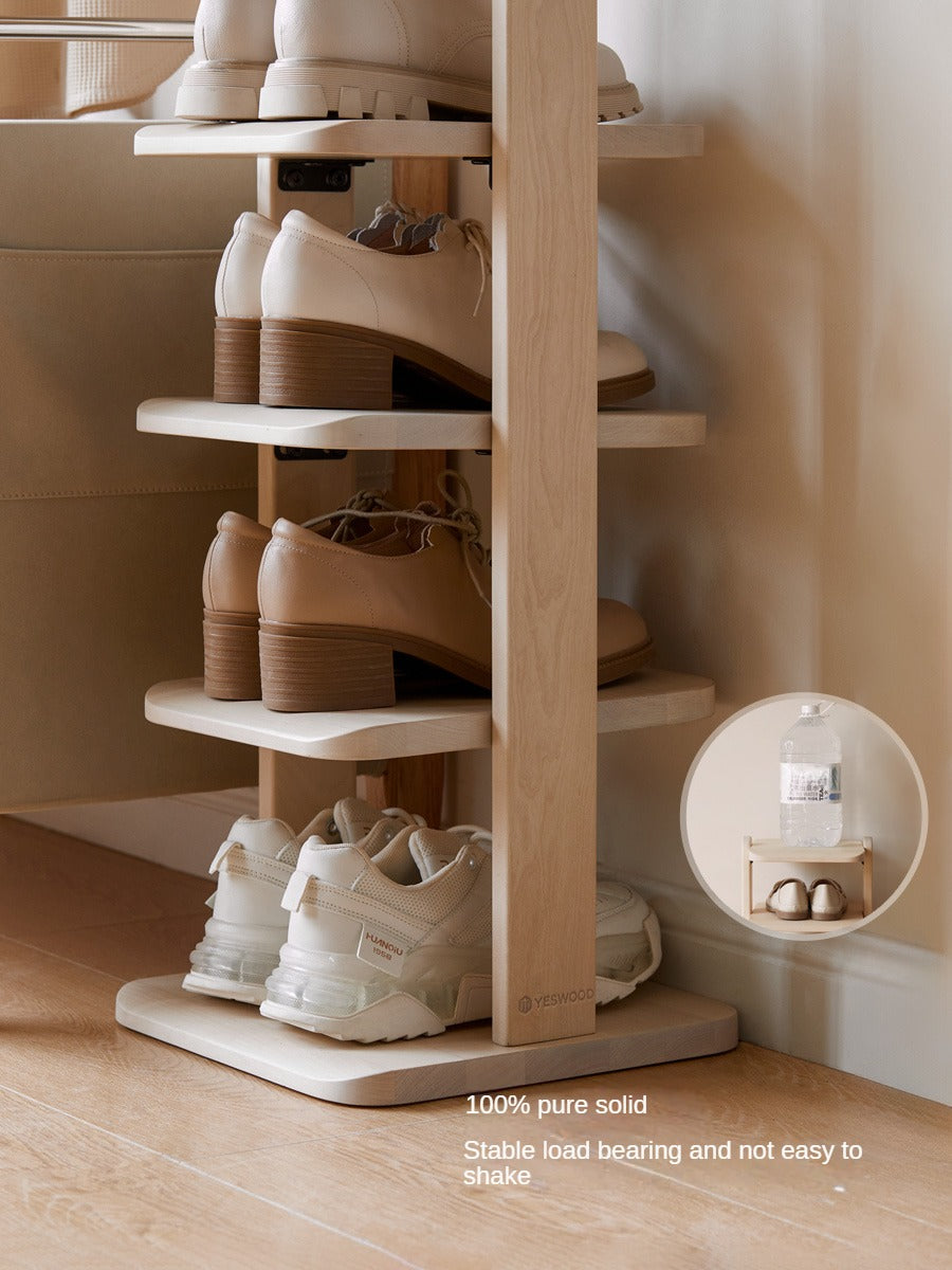 Beech, Solid Rubber Wood Narrow Shoe Rack