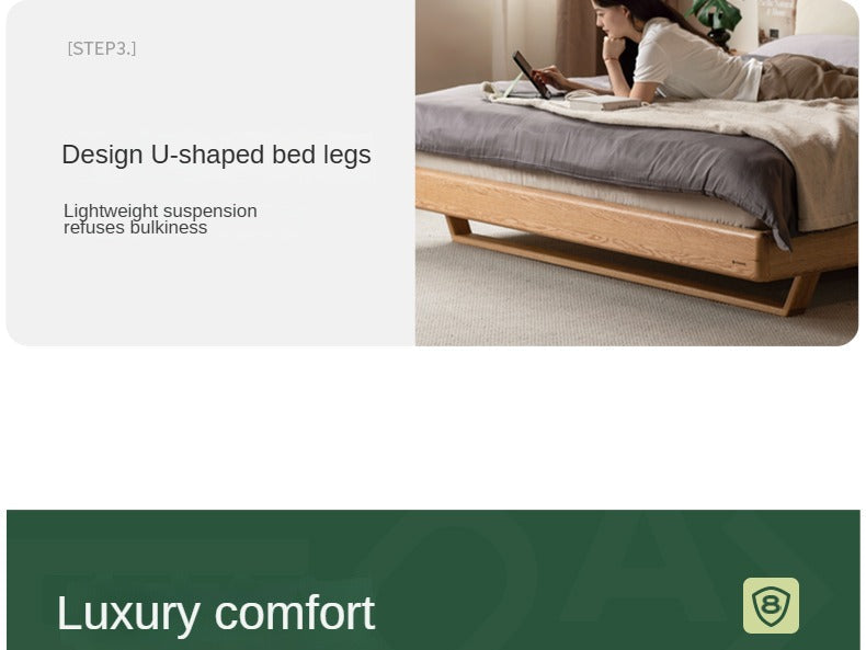Oak, Ash Solid Wood Genuine Leather, ecological leather Suspended Bed Italian Light Luxury