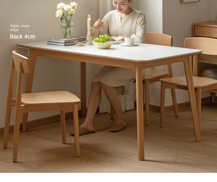 Beech Solid Wood Dining Table With Rock Slab Surface